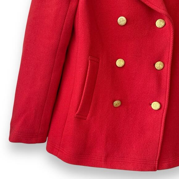 J. Crew Majestic Wool Peacoat 49360 Red Orange Double Breasted Jacket 10 Women’s - Picture 4 of 8